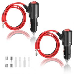 Adaptateur Mâle pour Allume-cigare 2 Pcs Prise Allume Cigare 12v-24v 15A Fusible avec Fils et Interrupteur ON/OFF pour Camion Camping Car Voiture Tracteur (MDHONG, neuf)
