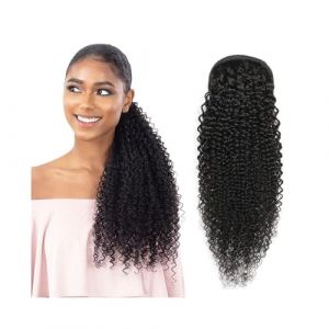 Queue de Cheval Extensions Extensions de queue de cheval de cheveux humains 8"-26" Afro Kinky Curly Cordon Queue de cheval Naturel Noir Br&eacute;silien Remy Extensions de cheveux Clip en queue de cheval pos (zhangruiuk, neuf)