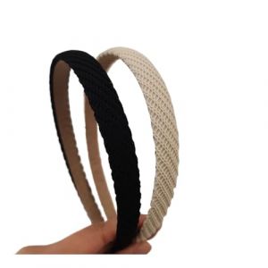 Lot de 2 bandeaux en tricot noir r&eacute;tro europ&eacute;en et am&eacute;ricain pour femmes et filles - Accessoires pour cheveux cor&eacute;ens (noir beige) (WANGJZNB, neuf)