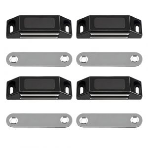 JUGUTA Aimant De Porte Placard Adhesif Lot De 4 Loquets Magn&eacute;tiques De Porte Sans Per&ccedil;age Pour Placard De Cuisine Aimant Fermeture Puissant Pour Porte De Placard, De Tiroir, D'Armoire, Noir (ROXYROX FASHION, neuf)