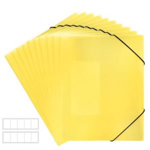 FRETONBA Pochette Cartonnée a4, Chemise Cartonnée A4 10 Pièces, Classeurs et Chemises Fixation de la Bande élastique, Pochette Plastique Matériau PP Robuste et Durable, Pochette Elastique, Jaune (FRETONBA, neuf)