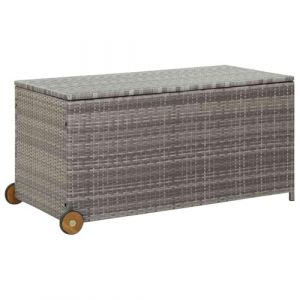 vidaXL Boîte de Rangement de Jardin Coffre de Coussin Oreillers Banc de Rangement Coffre de Stockage Extérieur Gris Clair 120x65x61 cm Résine Tressée (MOOD ZOLA Kft., neuf)