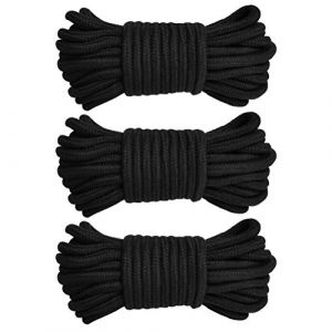 Corde de Coton Noir 3Pcs X 10M Corde de Chanvre 8 mm de Large TIMESETL Corde de Corde en Coton Doux, Corde à Nœuds en Coton, Corde Coton Lourd Torsadé Corde Tressée Artisanale, 10m sur Rouleau, Noir (TXJ-EU, neuf)