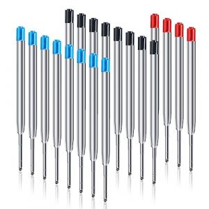 OFFCUP Recharges de Stylo à Bille, 20pcs Recharge Stylo Bille, Recharges à encre universelles longueur 9.9 cm, Pointe Moyenne 1.0MM Compatible avec stylos à billes Parker (8 Bleu+8 Noir+ 4 Rouge) (BEST-SELLER5, neuf)