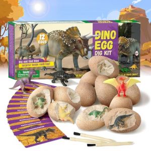 Kit de Fouilles de Dinosaures,Lot de 12 œufs de Dinosaure à Creuser,Kit D'excavation pour Enfants à Partir de 6 Ans,Archeologie Enfant,Jeu D'archéologie pour Garçons et Filles (Add fuel to the fire, neuf)