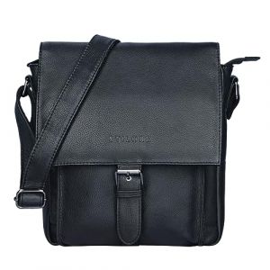 STILORD 'Nevio' Sacoche pour Hommes en Cuir | Petite Messenger Bag &Eacute;l&eacute;gante Vintage | Sac &agrave; Bandouli&egrave;re pour Tablette 10.1' Besace pour iPad en Cuir V&eacute;ritable, Couleur:Noir (STILORD Cuir, neuf)