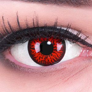 Lentilles couleur rouge noir - vampire red demon Pour Halloween, Shrovetide, Carnaval + étuis à lentilles de contact I 1 paire (2 pièces) I sans correction I 0,00 Dioptries MERALENS (MeralenS, neuf)