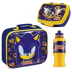 SONIC THE HEDGEHOG Lunch Box Enfant Ensemble 3 Pcs Sac Isotherme Repas Enfant Boite à Gouter et Gourde Enfant Dejeuner Gouter Pique Nique Accessoires Officiels (Get Trend., neuf)