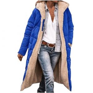 Femme Parka Hiver à Capuche Long Polaire Manches Longues Manteau de Laine Casual Parka Epaisse Chaude Slim Fit Veste en Coton Manteau Longue Militaire Couleur Unie Doudoune Chaude Matelassee (⭐⭐⭐⭐⭐KQIVAM (Arrivée dans 5-12 jours), neuf)