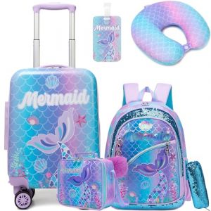 HTgroce Valise &agrave; Roulettes pour Fille 16'' avec Poign&eacute;e T&eacute;lescopique et Sir&egrave;ne, Lot de 5 (Lldaily EUR, neuf)