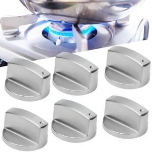 6 PCS bouton de cuisinière en métal, bouton plaque de cuisson universel bouton de commande four Remplacement Accessoires pour Cuisinière Réchaud À Gaz Four, 6mm (QUQU JIANING, neuf)