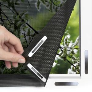 EASYmaxx Moustiquaire de fenêtre avec Protection Contre Le Pollen & Magic Click | Peut être découpée pour des fenêtres jusqu'à 110x130 cm | Montage Facile avec 12 aimants - Pas de perçage [Noir] (DS e-Sales GmbH, neuf)