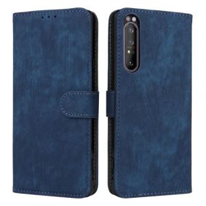 LMFULM&reg; &Eacute;tui pour Sony Xperia 1 II XQ-AT51/ XQ-AT52/ XQ-AT42 (6,5 Pouces) PU Cuir Couverture Brosses Antivol Portefeuille Coque Fermeture Magn&eacute;tique Support Protection Housse Retro Givr&eacute; Bleu (LMAZWUFULM, neuf)