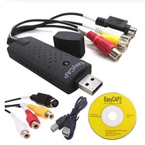 USB EasyCAP Carte de Capture vidéo Adaptateur TV DVD VHS Capture Vidéo Audio Carte AV pour Ordinateur/caméra de vidéosurveillance USB 2.0 EasyCAP (LM1988, neuf)