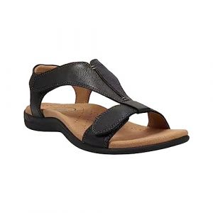 Sandales Femme Été Chaussure Orthopédiques En Cuir De Marche Confortable À Bout Ouvert Sandale Randonnee Chaussures Loisirs Ete Pieds Larges (Le noir,40) (WOZOW, neuf)