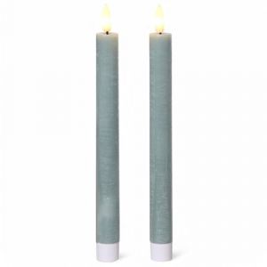 MIJOMA Bougie LED en cire véritable avec flamme réaliste, minuterie et fonctionnement sur piles - Bougie LED d'intérieur avec lumière blanche chaude - Aspect naturel (bleu clair - Surface lisse, Ø 2 (MIJOMA, neuf)