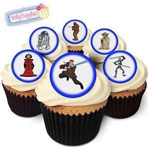 Holly Cupcakes 24 Edible Pre-Cut Wafer Cake Toppers: Blue Star Wars (Beautiful Baking, neuf)