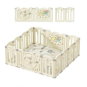 Lnhcrbs Parc Bebe Pliant pour Bébé, Stable Et Antidérapant,Playpen Pliable Bebe Est Stable Et Antidérapant Grâce Aux Verrous De Sécurité, Parc Bebe avec Tapis Peut Changer De Forme (Lnhcrbs, neuf)