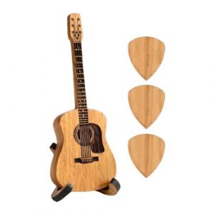 SHUZHENG Boîte à médiators en bois avec support, mini médiator en forme de guitare, boîte à médiators en bois avec support, cadeau artistique pour guitare acoustique, basse, électrique, ukulélé, pour (Lu Xiangrong, neuf)