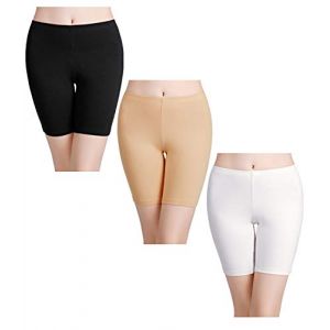 wirarpa Panty Coton Cycliste Short Femme Long Culottes Boxer Shorty Legging Boxer Caleçon Grande Lot de 3 ,Multicolor-noir, Beige, Blanc,S (FR-DeKai, neuf)