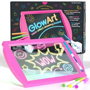 Marvin's Magic - Tablette à dessin lumineuse Glow Art pour enfants - Comprend une planche à dessin à effet néon avec un support intégré et 4 crayons magiques fluorescents - Rose (Marvin's Magic, neuf)