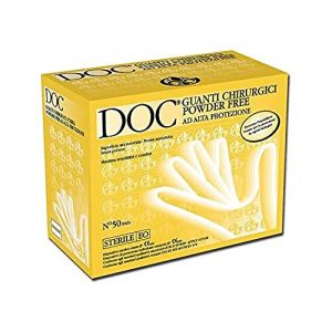 Gardening S.r.l. DOC - Gants Chirurgicaux Jetables en Latex Pur, Sans Poudre, Stériles (ETO), ideal Protection, EPI Catégorie de Risque III, Taille 7, Distributeur de 50 Paires de Gants Anatomiques (PA Group S.R.L., neuf)