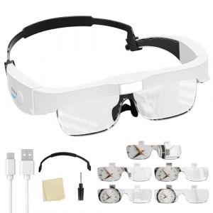 ARTDOT Lunettes Loupe Grossissante comme Diamond Painting Accessoires avec 3 LED et Réglage à 2 Niveaux, 5 Lentilles Lampe Frontale pour Lecture Bijoutier Broderie Peinture Diamant (ARTDOT, neuf)