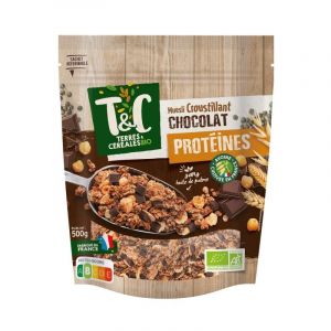 TERRES ET CEREALES | Muesli Croustillant Chocolat Prot&eacute;ines Bio 500G | Lot De (2) | livraison offerte (A TA PORTE, neuf)