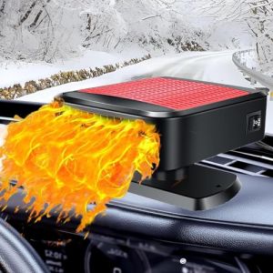 Chauffage de voiture portable, 12V 200W Chauffage de voiture, 2 en 1 Chauffage et refroidissement D&eacute;givreur de pare-brise, D&eacute;givreur &agrave; rotation 360 degr&eacute;s avec base adh&eacute;sive forte pour la voiture (Chixingzhou, neuf)