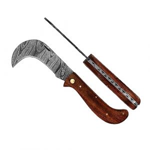 3860. laguiole artisan Serpette Damas &eacute;l&eacute;gance 10 cm &ndash; Manche en bois de rose (m cripps, neuf)