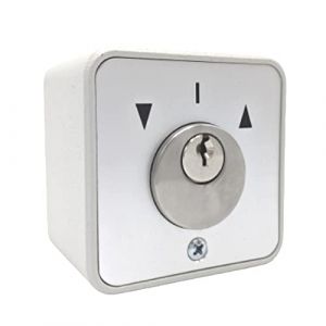 geba Interrupteur &agrave; cl&eacute; en aluminium - Montage en saillie - Avec cylindre rond (non rempla&ccedil;able) - 2 cl&eacute;s - Anti-effraction - Gris clair - IP54 - Entra&icirc;nement pour porte de garage, porte, armoire, (Acromax, neuf)