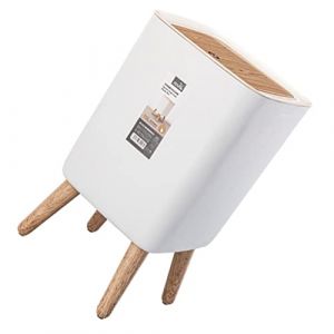 VILLFUL Poubelle &agrave; D&eacute;chets 10l Couvercle &agrave; Pression, Plastique Robuste, Grosse Capacit&eacute;, Poubelle Carr&eacute;e Design Bois Cuisine, Salon Et Bureau, Corbeille &agrave; Papier Pratique (Knoll Seal, neuf)