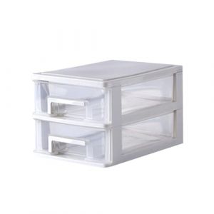 Gogogmee Bo&icirc;te de Rangement Plastique Tiroir Double Couche Transparente Blanche Organisateur de Bureau Portable Multifonction Casier Empilable pour Petits Objets et Cosm&eacute;tiques Rangement (Xiaanmall, neuf)