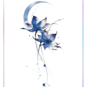 Tatouage Ephemere Tatouages Temporaires 1 Pi&egrave;ce De Couleur Lotus De Lune Bleue Imperm&eacute;able Longue Dur&eacute;e Bras F&eacute;minin Dos Style Chinois Petit Et Grand Autocollant D'Image Faux Tatouage (ZhouKouShiXinRuiJianSheGongChengYouXianGongSi, neuf)