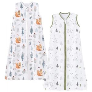 Chilsuessy Gigoteuse pour bébé et enfant - Gigoteuse sans manches - Pour l'été et le printemps - 100 % coton écureuil + ours de la forêt - Taille 130 - Taille bébé 130 à 150 cm (Chilsuessy, neuf)