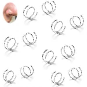 OQKAHIV 12 pcs Piercing Nez Anneaux, Piercing au Nez, Acier Chirurgical Septum Piercing Anneau, Helix Piercing Oreille, Anneau Nez Helix Tragus, Percing au Nez Bijoux, pour Femmes Hommes Anneau de Nez (OQKAHIV, neuf)