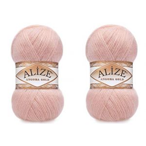Alize Angora Goldgarn, 20 % laine, 80 % acrylique, fil doux, crochet, 200 g, 1204 m, dentelle, tricot &agrave; la main, fil turc (161 Poudre) (1LEAGUE, neuf)