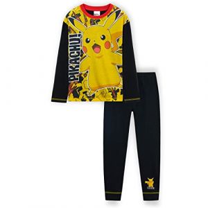 Pokemon Pyjama Enfant Garçon - Ensemble de Pyjama Long Garçon (Noir/Jaune, 7-8 Ans) (Get Trend., neuf)