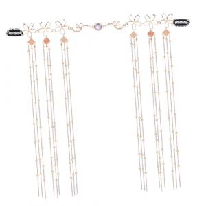 GANAZONO Chaîne De Tête Femme Avec Pampilles Longues Accessoire Bijoux Tête Mariage Bohème Oriental Pour Coiffure Décorative Légère Et Résistante Pour Diverses Occasions (JUNEE, neuf)