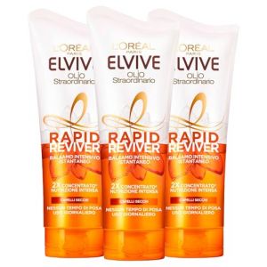 L'Or&eacute;al Paris Elvite Huile Extraordinaire Rapid Reviver Apr&egrave;s-shampooing intensif &agrave; l'huile de jojoba pour cheveux secs - 3 flacons de 180 ml (Global Dream ⭐⭐⭐⭐⭐RETOURS SANS FRAIS, neuf)