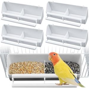 Nizirioo 4 Pièces Mangeoire À Oiseaux, Bols À Sépia pour Oiseaux, Abreuvoir pour Oiseaux Bol À Mangeoire, pour Perroquets, Petits Oiseaux, Pigeons, Perruches(Blanc) (DING VICTORY LIMITED, neuf)