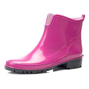 Ladeheid Bottes en Caoutchouc pour Femmes Courtes Bottines Imperméables Bottes de Pluie Élégantes et Confortables LA-930 (Rose, 38 EU) (Hisert, neuf)