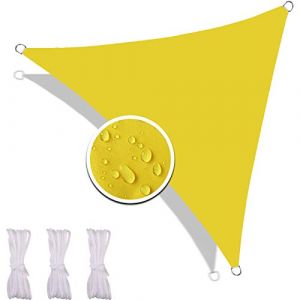 Redfire Voile d'Ombrage Triangle Imperméable 5X5X5M, Anti UV Toile d'Ombrage Protection Solaire Différentes Tailles Compris Corde Fixation pour Extérieur Jaune (Redfire-EU, neuf)