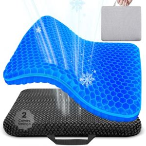 Vmingo Coussins de Chaise,Coussin de Gel Respirant, Coussin Anti Escarres, Soulage la Pression sur Le Orthopédique avec Housse Antidérapant pour Voiture/Bureau/Maison/Fauteuil Roulant (Bleu foncé) (MEICANCAN, neuf)