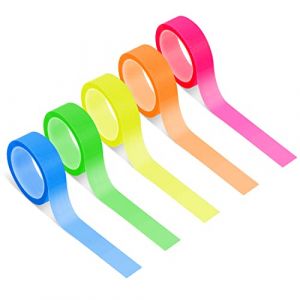 5 Rouleaux Ruban Fluorescent N&eacute;on, Ruban Adh&eacute;sif Surligneur Amovible Ruban Fluorescent N&eacute;on Autocollant de Marquage Transparent pour &Eacute;tudiants Enseignants de Livres (12mmx5m, Couleur fluorescente) (moncion, neuf)