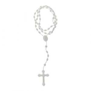 Lucky Luminous Croix Collier Chapelet en Plastique Catholicisme Religieux Bijoux Blanc, 40.5cm (DUDUONOA15, neuf)
