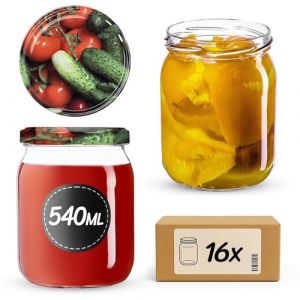KADAX Bocaux à confiture 540 ml avec couvercles à visser, bocaux à confiture, bocaux de conservation pour concombres (16 pièces, légumes) (KADAX, neuf)