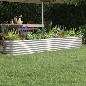 WIFESE JardinièRe Acier Enduit De Poudre 260x40x36 Cm Argenté Jardiniere Exterieur Grande Taille Jardiniere Balcon Jardiniere sur Pieds Carré Potager Bacs à Fleurs Potager Bac A Fleur (WIFESE official, neuf)