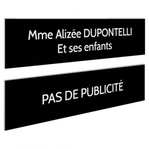 DECOHO - Plaque Boite aux Lettres Personnalisable - Lot de 2 plaques adhésives Plastique bi-Couche - Noir Lettres Blanches - 100 x 25 mm, Gravure Laser, Noir (DECOHO, neuf)