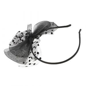 CRILSTYLEO Bandeau Rétro Dentelle Avec Grand Nœud Voilette Pour Femmes Accessoire Élégant Noir Pour Mariages Et Fêtes (Yolena, neuf)